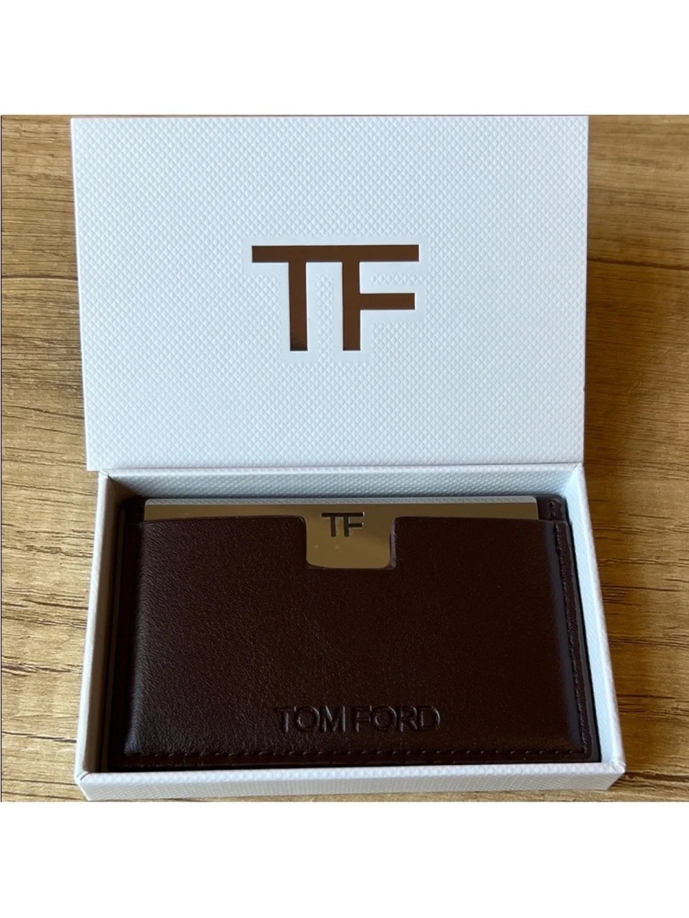 Tom Ford Mahogany Leather Card Holder with Mirror